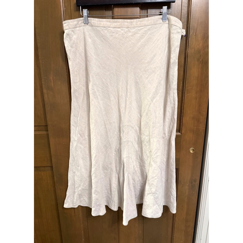 J.Jill 100% Linen size 18 skirt midi A -line oat color minimalist office